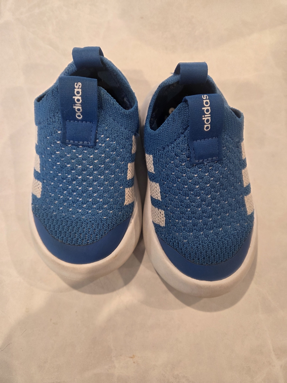 adidas Kids Slip-On Sneakers in Bright Blue and White
